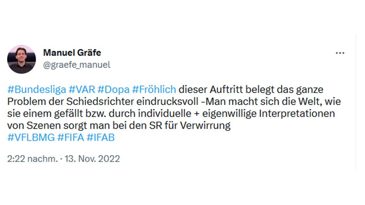Gräfe kritisiert Fröhlichs Doppelpass-Auftritt - Bildquelle: twitter.com/graefe_manuel