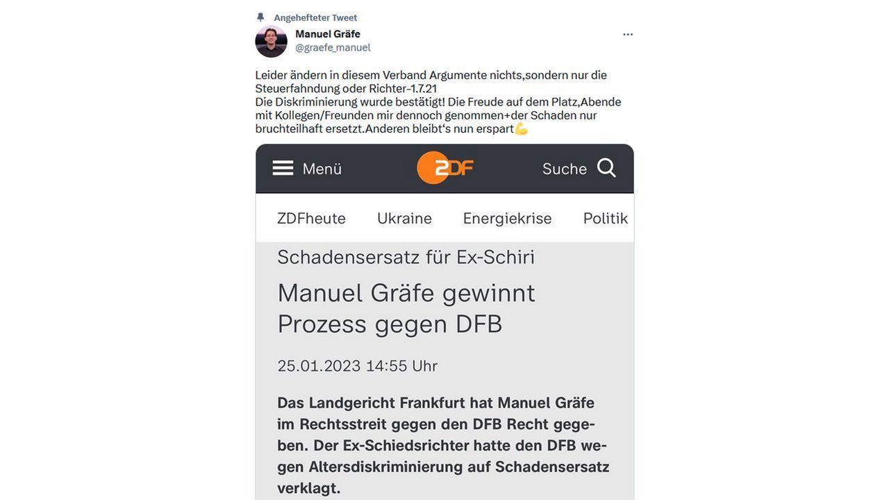 Gräfe verklagt den DFB wegen Altersdiskriminierung - Bildquelle: twitter.com/graefe_manuel