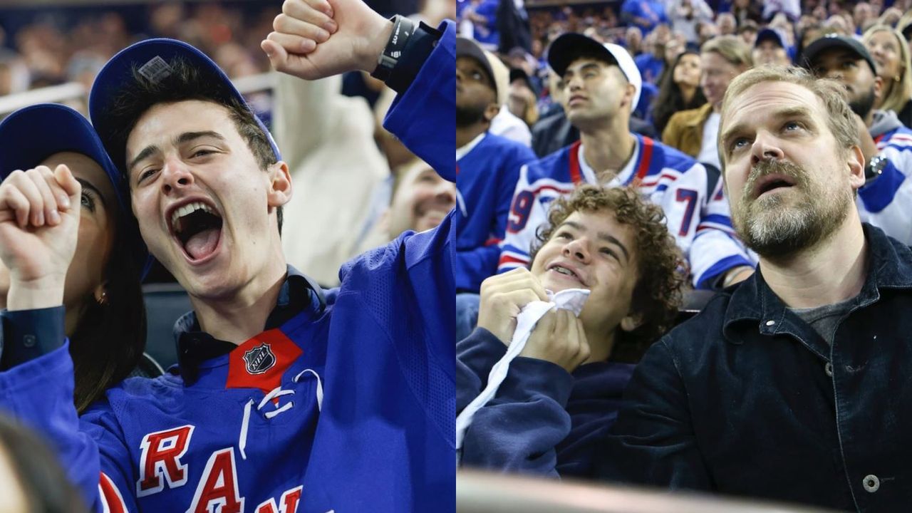 Noah Schnapp, Gaten Matarazzo und David Harbour - Bildquelle: Screenshot, Instagram: @New York Rangers