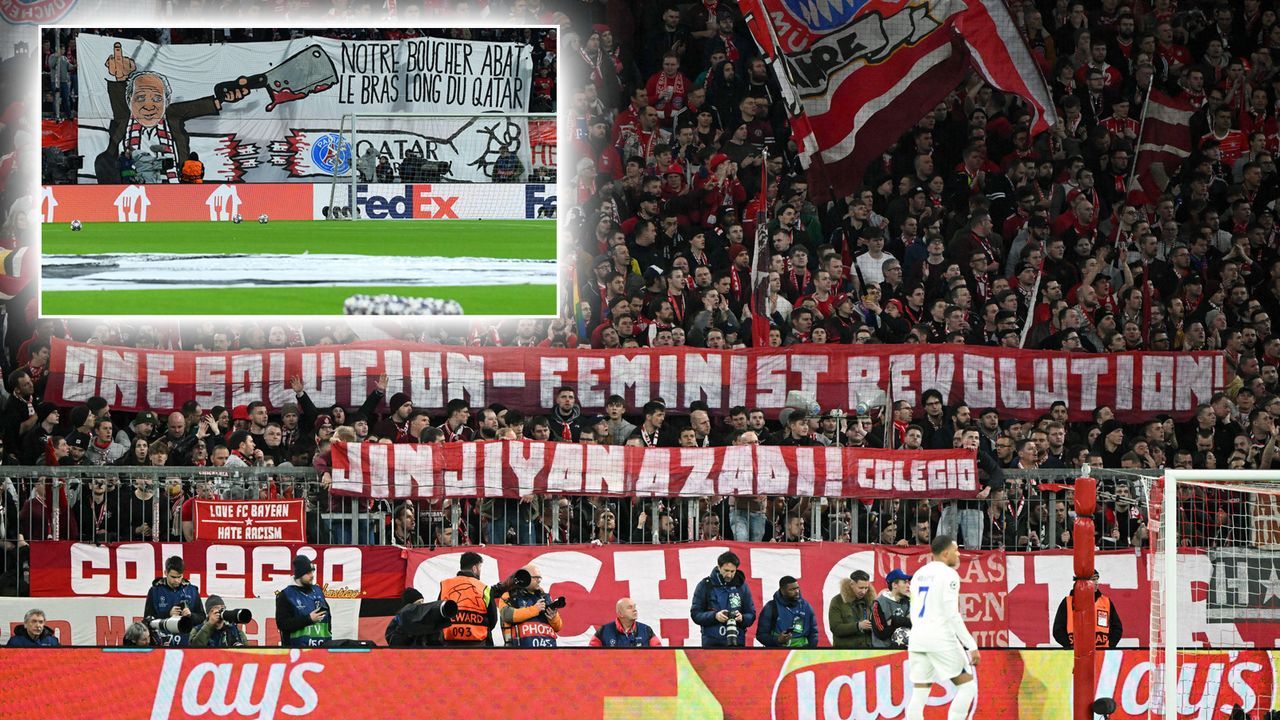 Vielfältiger Protest: Bayern-Fans beziehen gegen PSG mit Bannern Stellung - Bildquelle: IMAGO/Matthias Koch