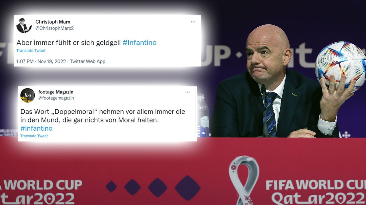Infantino-Auftritt vor WM-Start: Netzreaktionen auf die Aussagen des FIFA-Bosses - Bildquelle: Getty Images/twitter@ChristophMarx2/twitter@footagemagazin