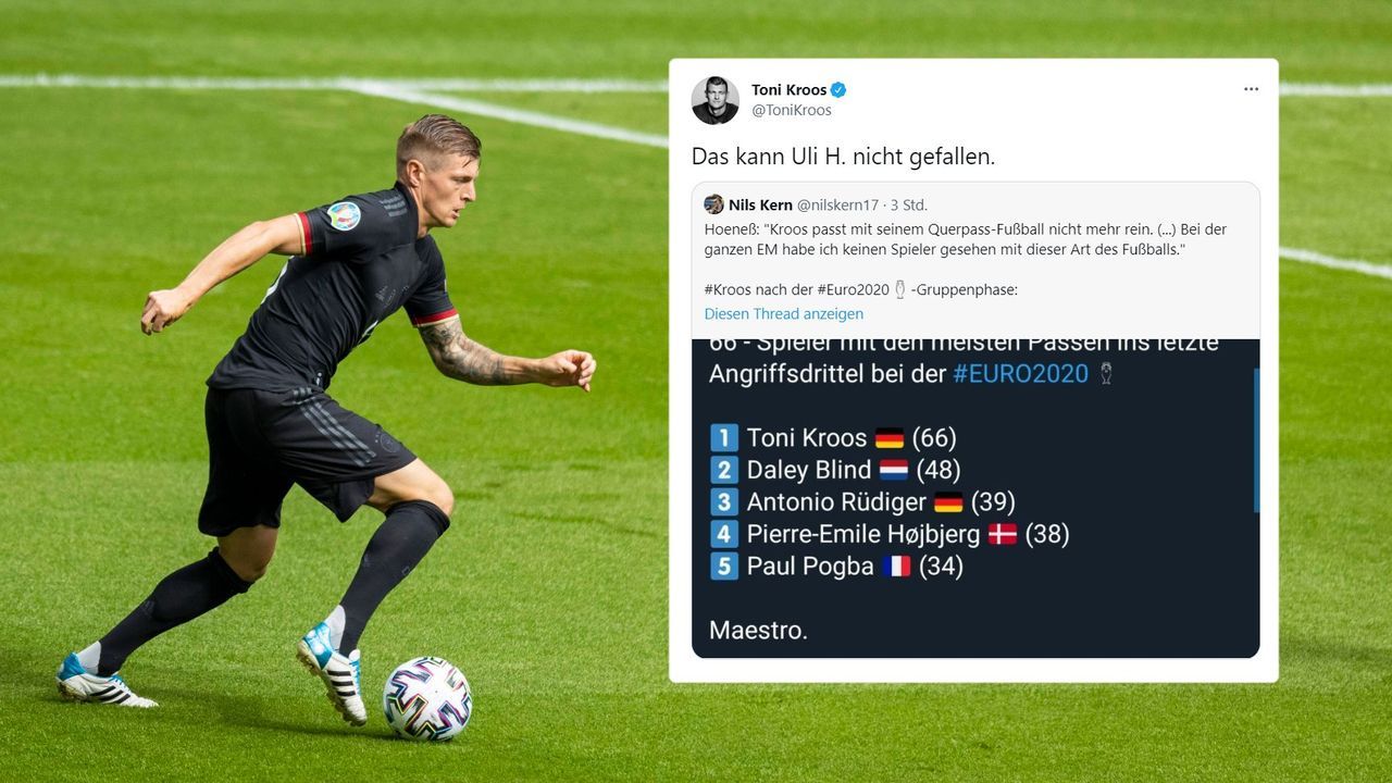 Toni Kroos legt mit Statistik nach: "Kann Uli Hoeneß nicht gefallen"  - Bildquelle: imago/Twitter: @ToniKroos