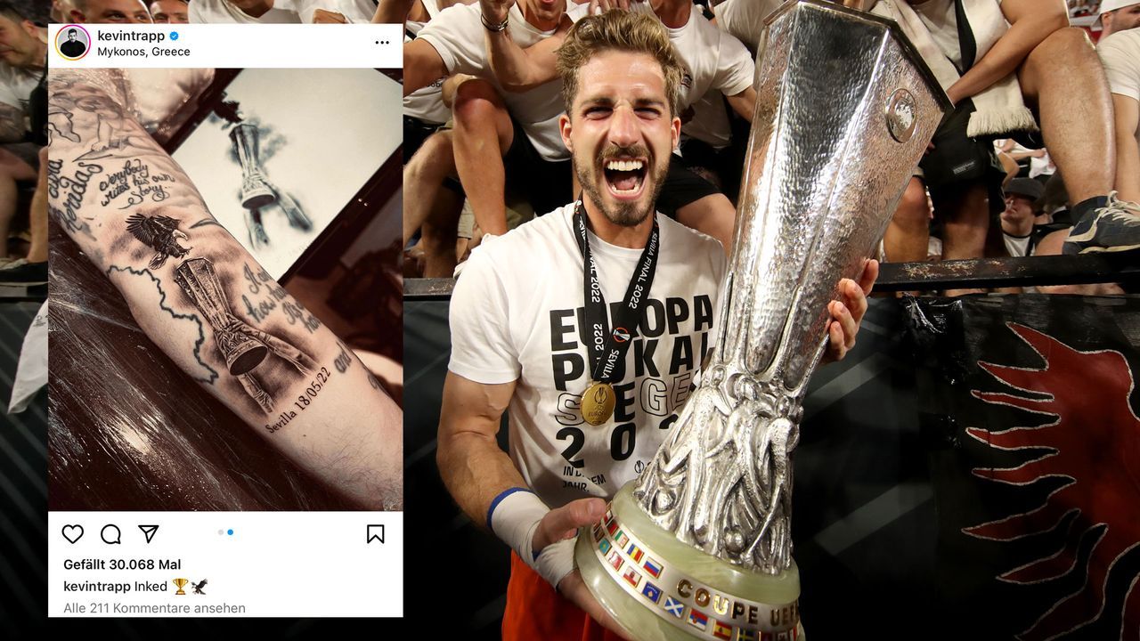 Trapp lässt sich Europacup auf Unterarm tätowieren - Bildquelle: Getty / Instagram @kevintrapp
