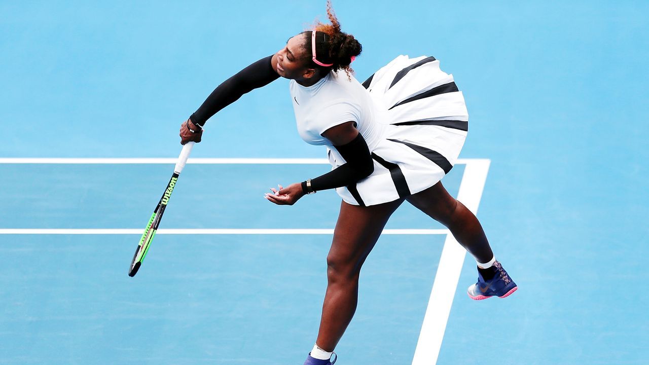 Catsuit Tullrock Netzstrumpfe Serena Williams Tennis Looks