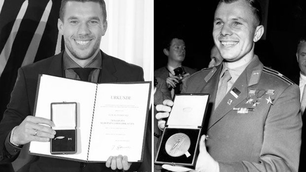 Lukas Podolski und Juri Gagarin - Bildquelle: Imago/Getty