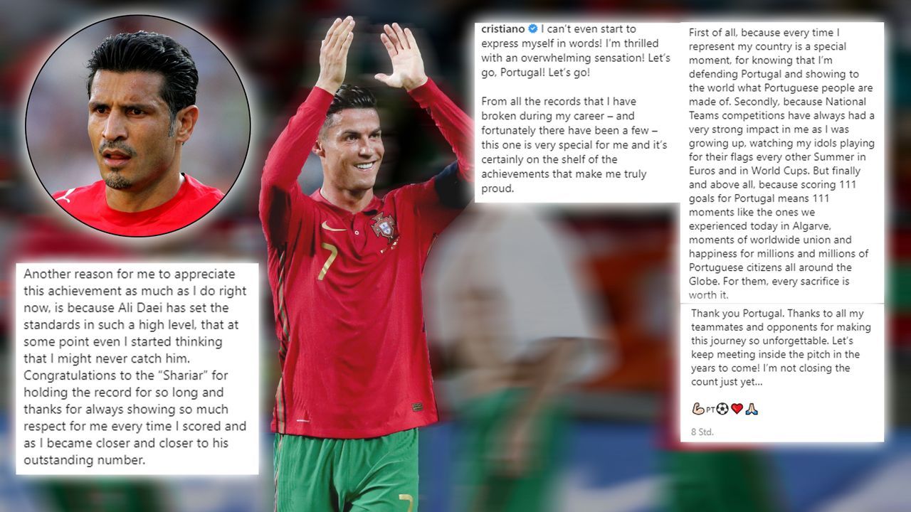 Nach Tor-Weltrekord: Cristiano Ronaldo huldigt Ali Daei - Bildquelle: Imago Images, Instagram/Cristiano Ronaldo