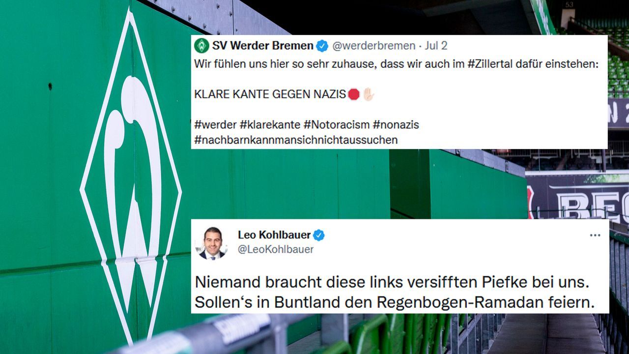 Werder Bremen zeigt klare Kante gegen FPÖ - Bildquelle: imago/Twitter: SV Werder Bremen/Leo Kohlbauer