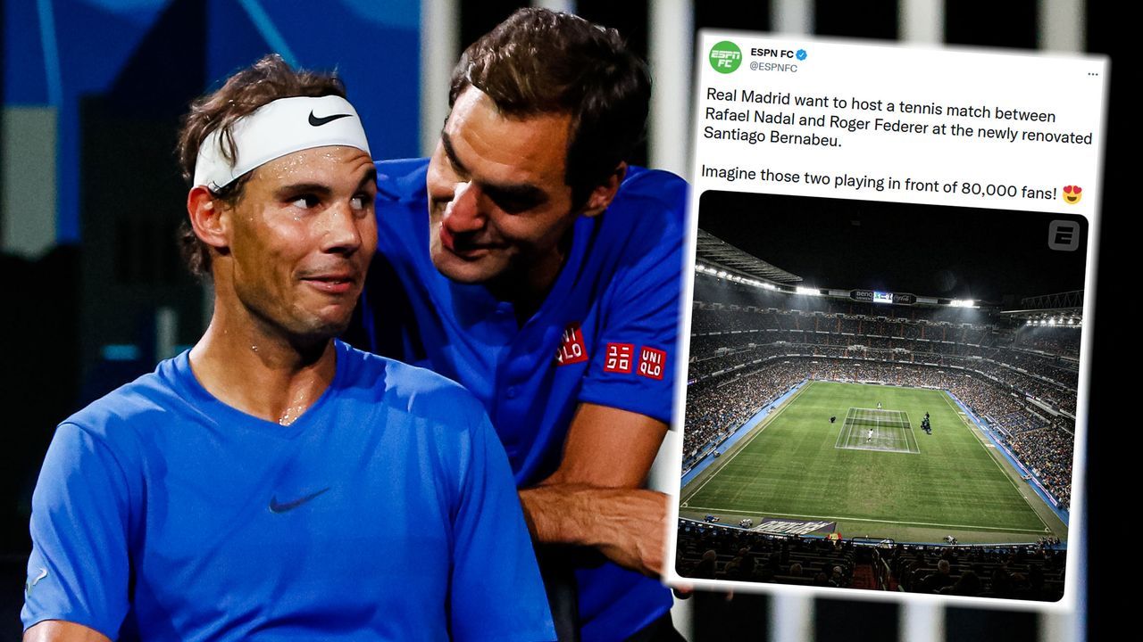 Roger Federer gegen Rafael Nadal im Bernabeu? - Bildquelle: imago/Twitter: @ESPNFC