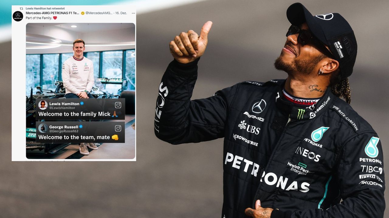 Hamilton reagiert auf Mercedes-Neuzugang Schumacher - Bildquelle: Imago/witter.com/MercedesAMGF1