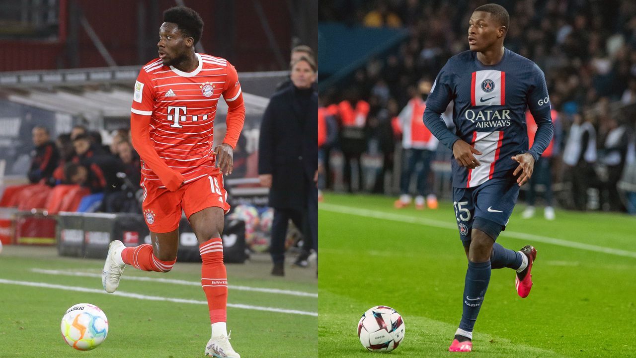 Abwehr: Alphonso Davies vs. Nuno Mendes - Bildquelle: IMAGO
