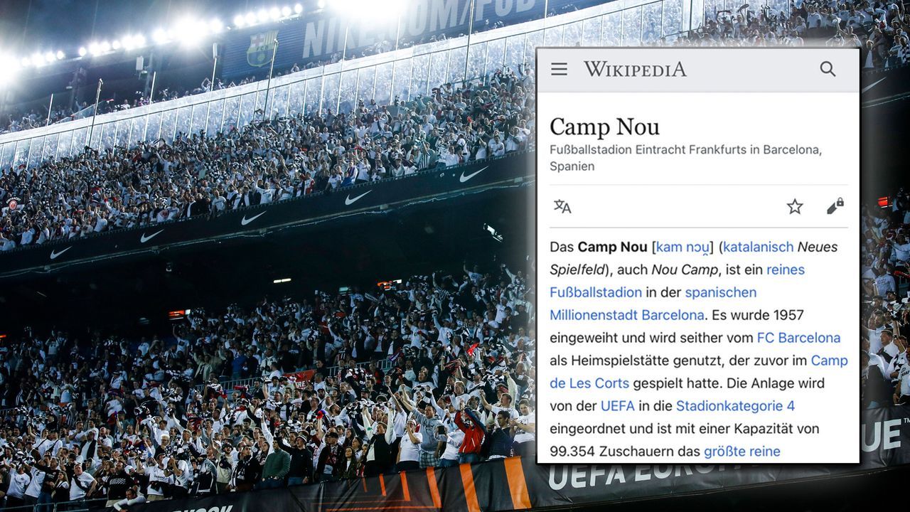 Eintracht-Fans verändern Wikipedia-Eintrag des Camp Nou - Bildquelle: IMAGO/NurPhoto