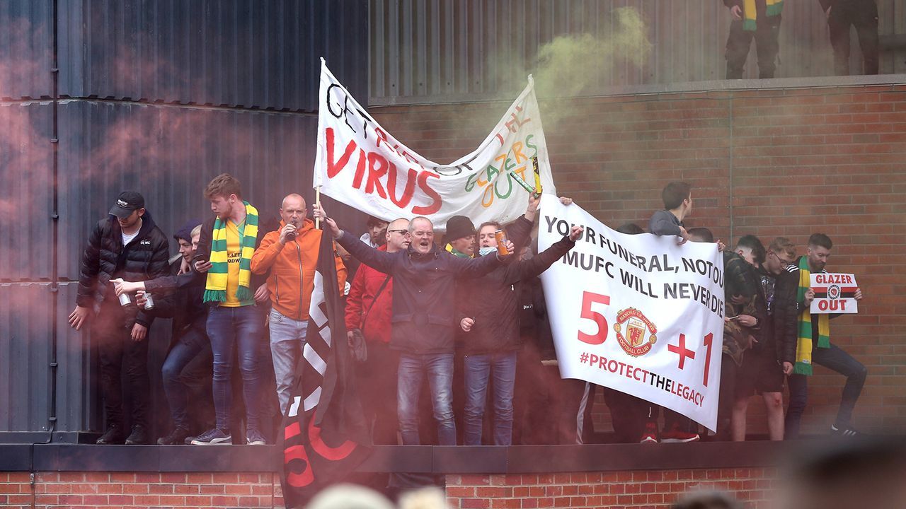 Stadion Sturm United Fans Protestieren Am Old Trafford