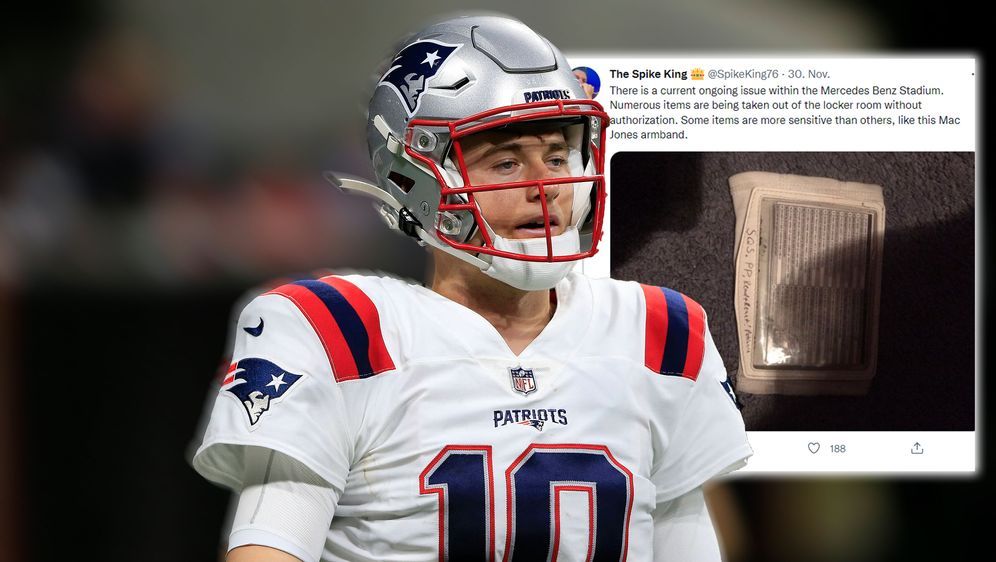 Ein Diebstahl beschäftigt die New England Patriots und Quarterback Mac Jones... - Bildquelle: imago images/twitter.com/SpikeKing76