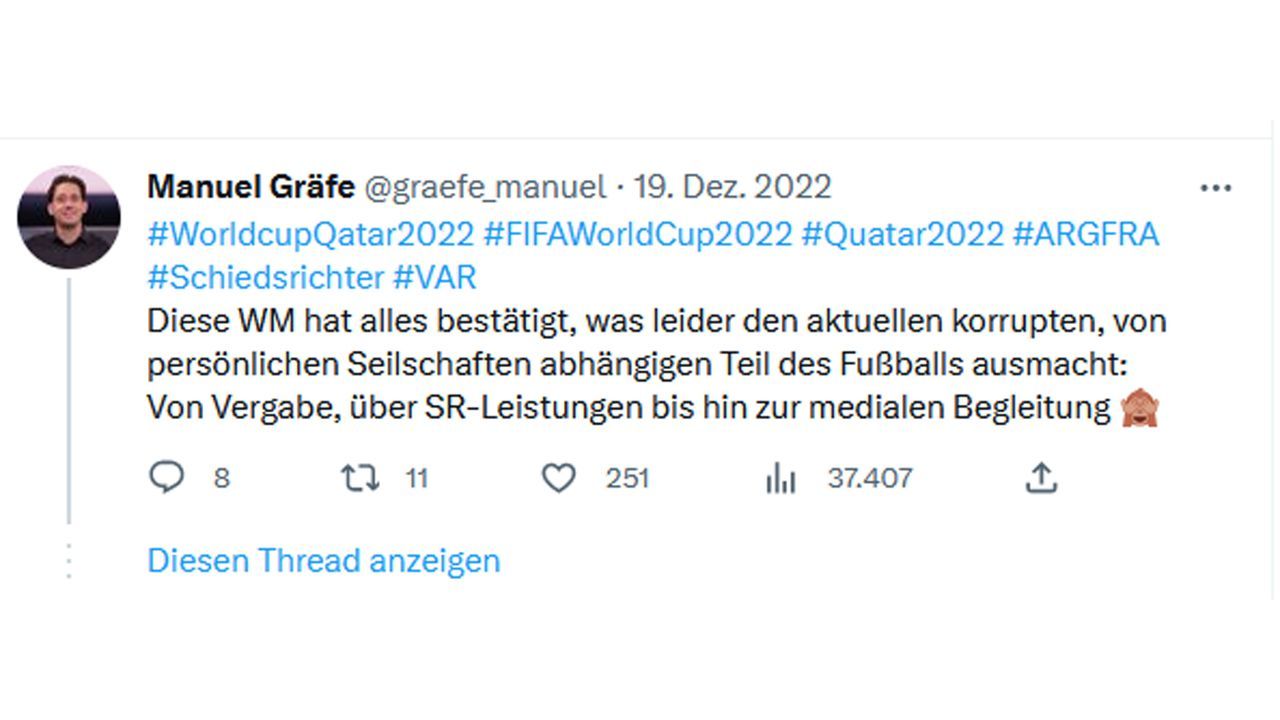 Kritik an der Katar-WM, Teil 3 - Bildquelle: twitter.com/graefe_manuel