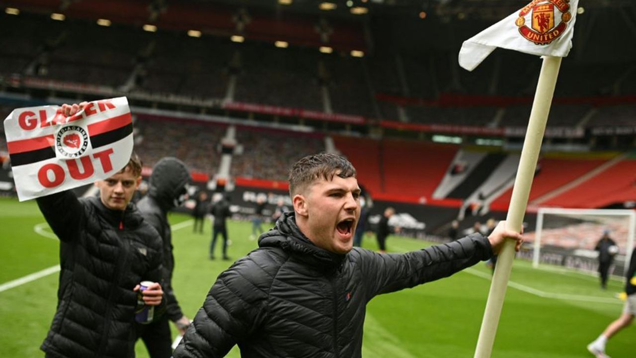 Stadion Sturm United Fans Protestieren Am Old Trafford