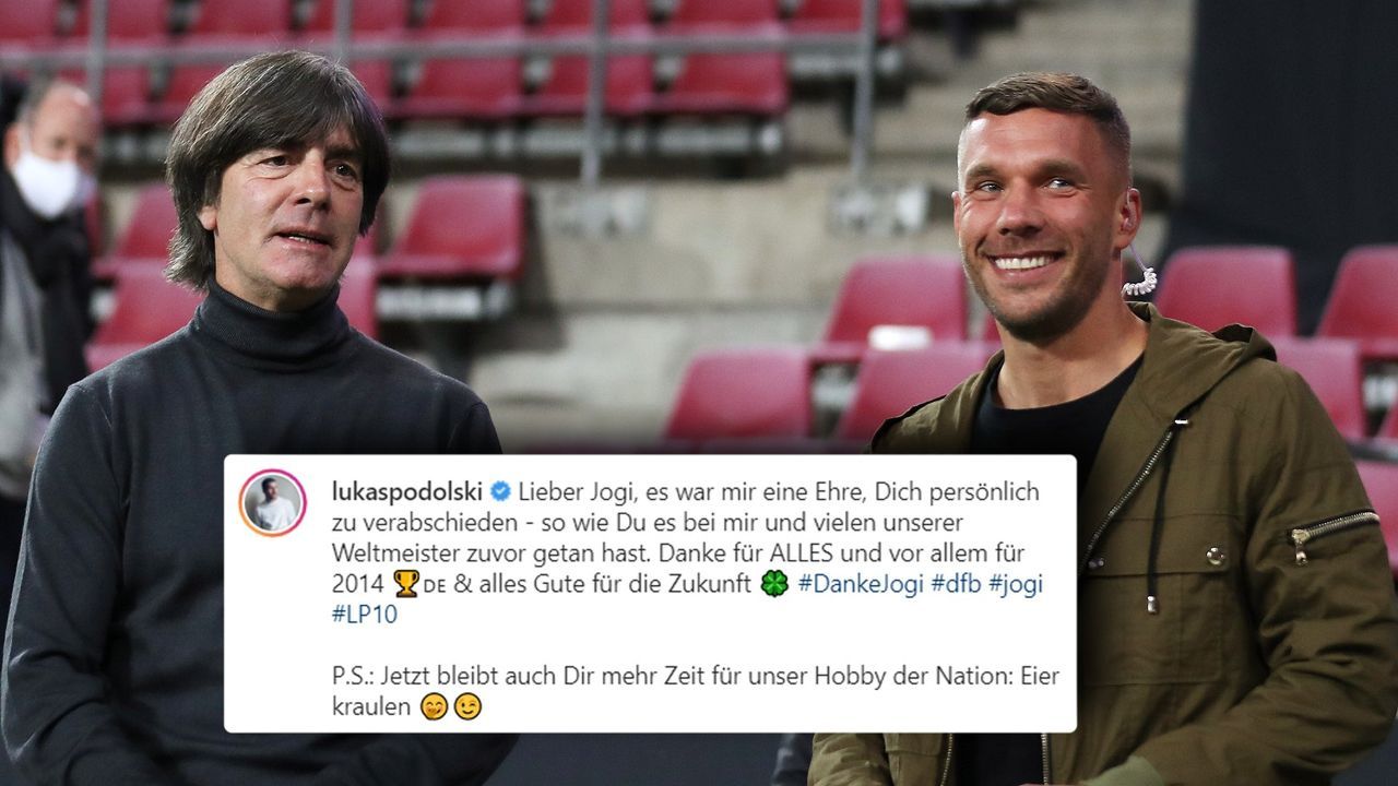 Lukas Podolski verabschiedet Jogi Löw mit "Eier"-Spruch - Bildquelle: getty/instagram: @lukaspodolski