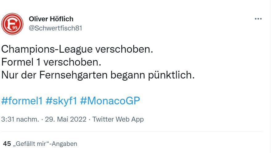 So reagiert das Netz auf den Monaco-GP - Bildquelle: twitter.com/Schwertfisch81