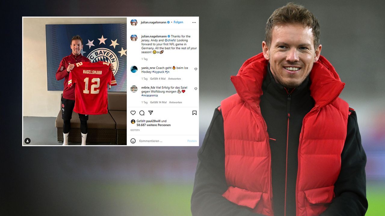 Bayern-Coach Julian Nagelsmann erhält Chiefs-Trikot von Andy Reid - Bildquelle: Getty Images/instagram@julian.nagelsmann