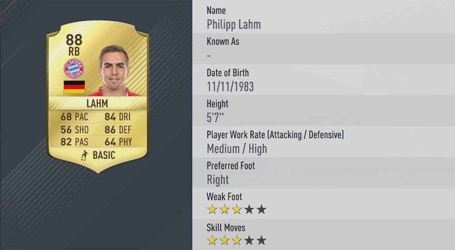 Platz 4: Philipp Lahm - Gesamt-Stärke: 88 - Bildquelle: EA Sports