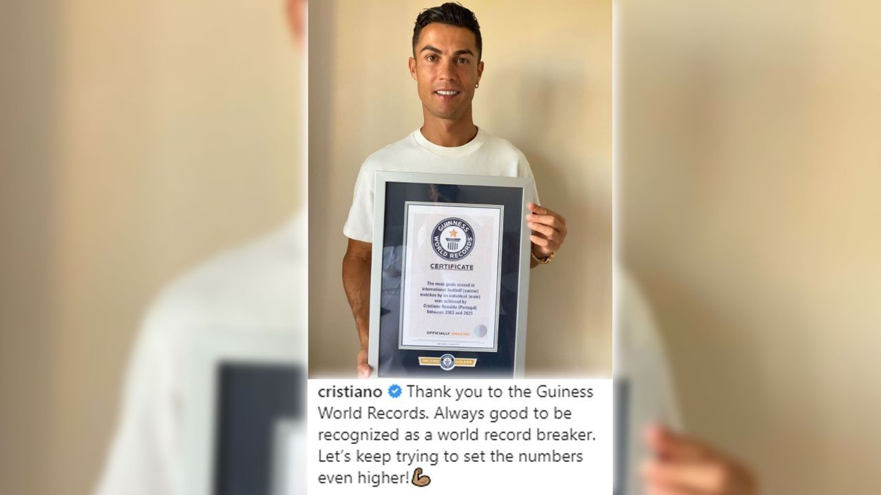 Cristiano Ronaldos Weltrekord ist offiziell - Bildquelle: Instagram/Cristiano Ronaldo